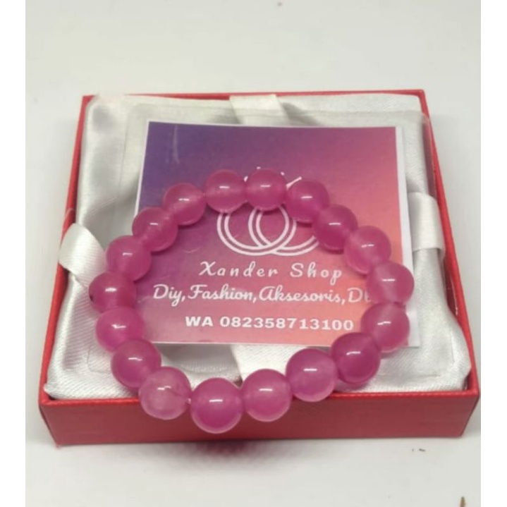 GELANG BATU GIOK NATURAL PINK