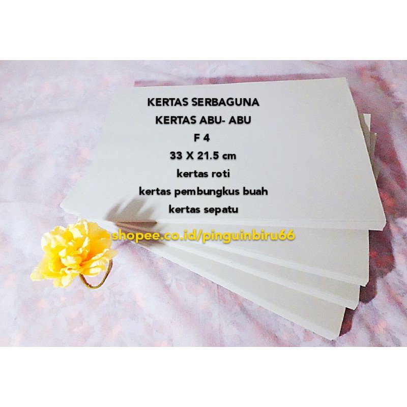 

F 4 ( 33 X 21.5 cm ) kertas ABU ABU .kertas roti.kertas buah.kertas bungkus sepatu.40 gr