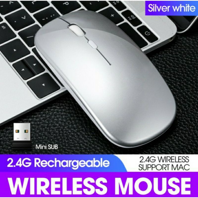 SKU-1237 MOUSE WIRELESS APPLE LED RGB RECHARGEABLE SILENT KLIK CHARGE