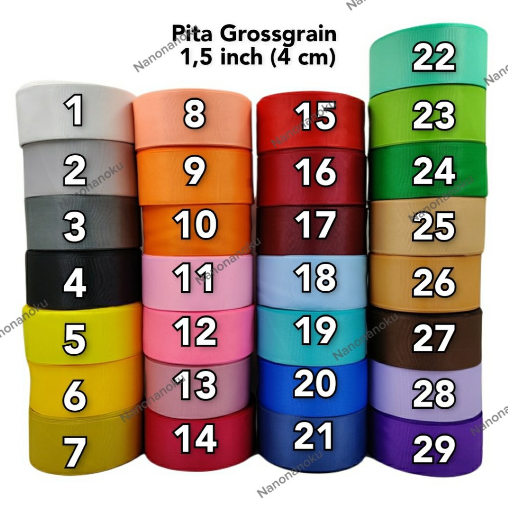 

Pita Grossgrain / Salur 1,5 inch (4 cm) Gross Grain Per Rol/Gulung Hampers Souvenir Kado