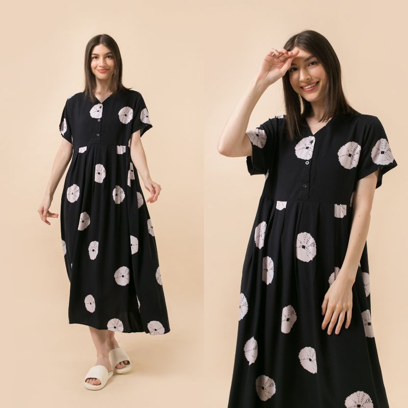 [BISA COD] DASTER KHALIFS BY KHALIFS.SLEEPWEAR | KHALIFS.ID-Sharon Shibori Black