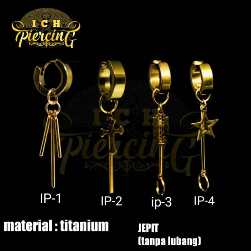 IP-AM [ PREMIUM ] Anting jepit Gold fashion pria Korea / Anting BTS /Anting jepit Korea gold variasi