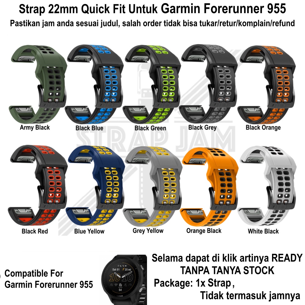 TRD Strap Garmin Forerunner 955 - Tali Jam Quick Fit 22mm Silikon Rubber Sporty Keren