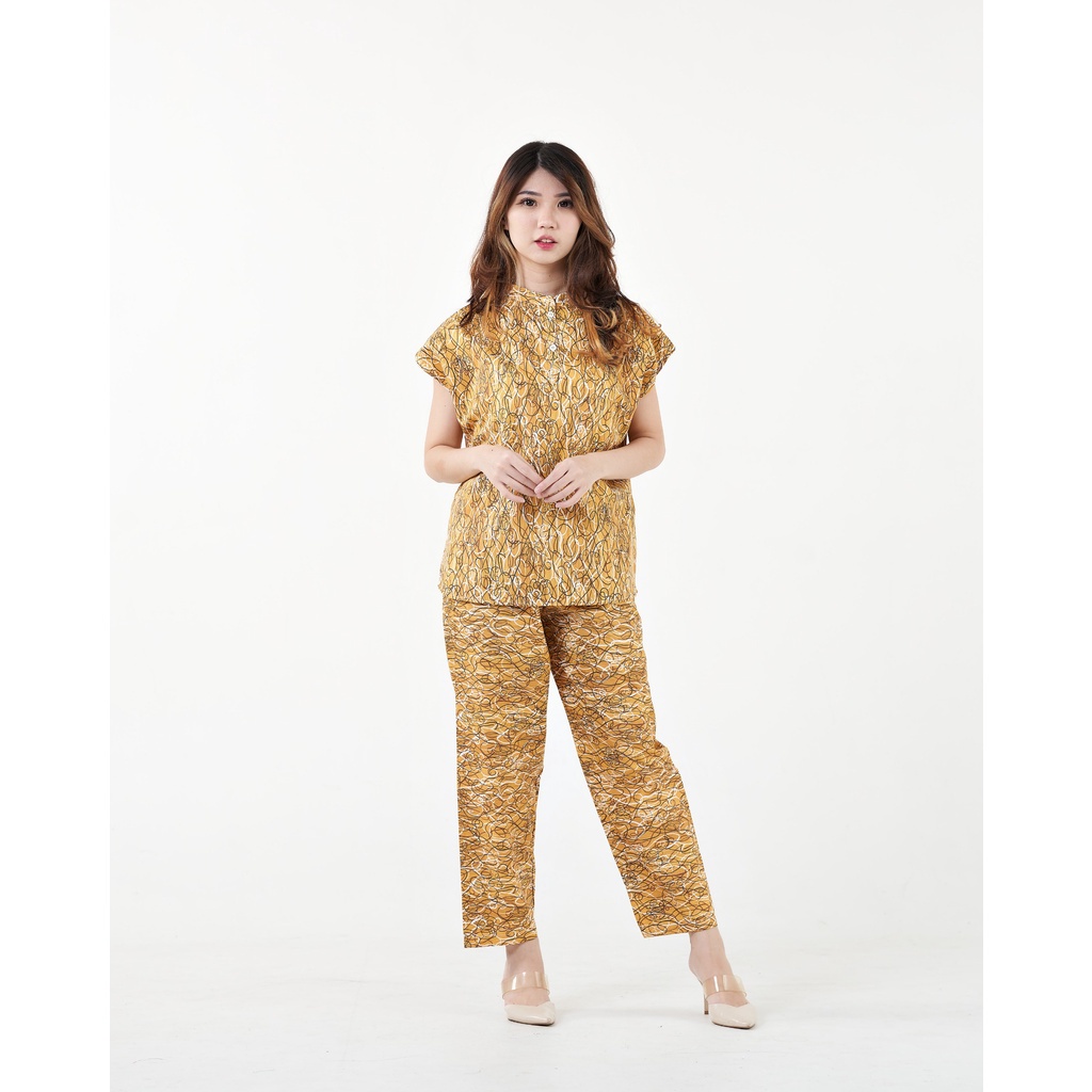 IZANY Piyama Dewasa Daily Set / One Set Aeon all size Lengan Pendek Allsize-WINE MUSTARD