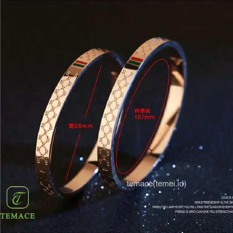 GG Gelang Bangle Aksen GU*CCI Titatium#GB-111