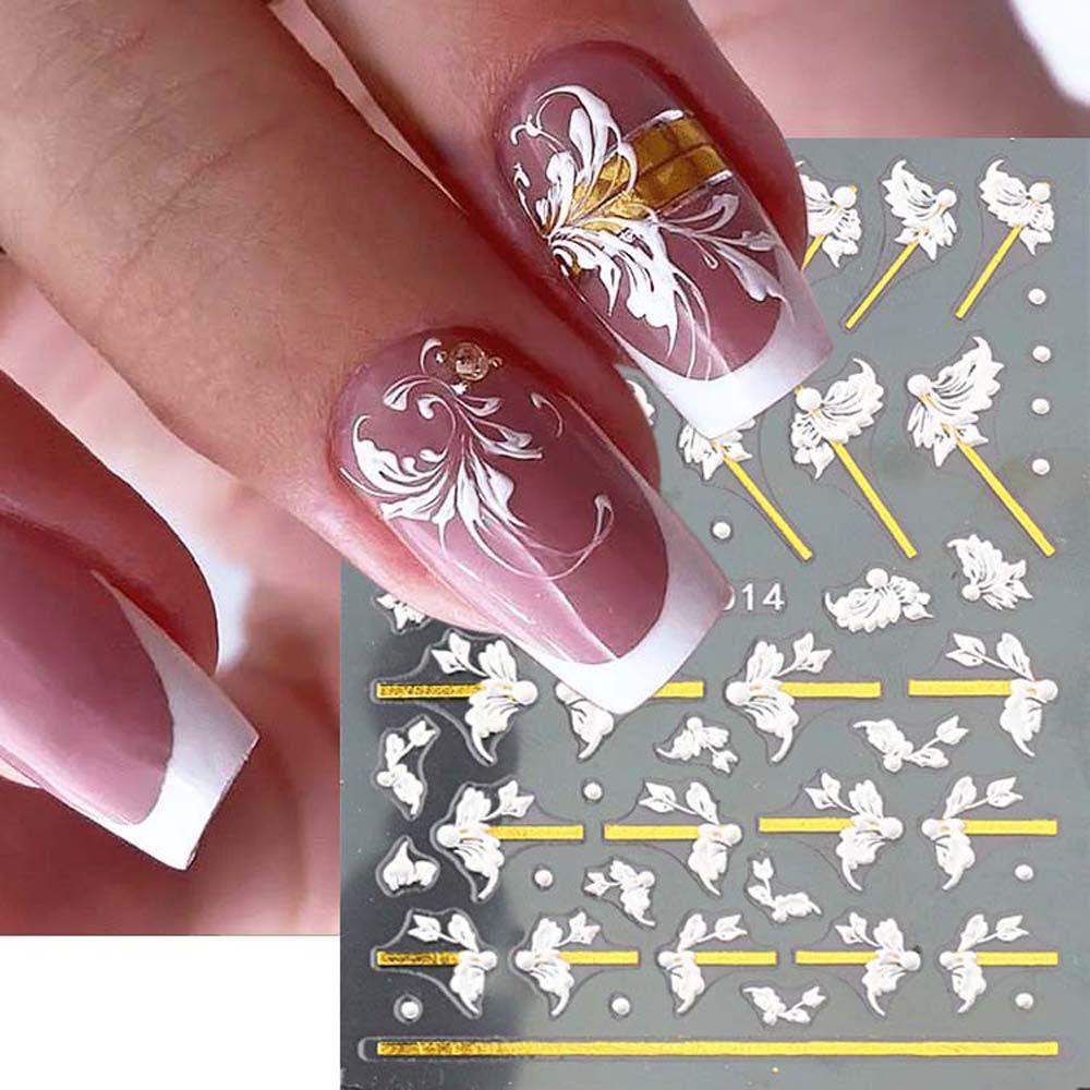 MXBEAUTY Bunga Stiker Kuku Wanita Fashion Manicure Aksesoris Alfabet Inggris Perekat Diri Nail Art Dekorasi