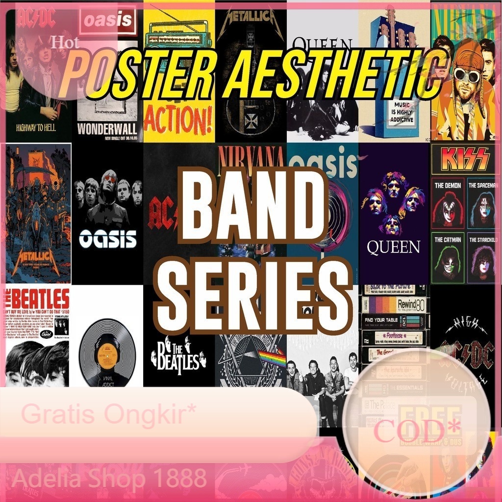[COD] POSTER AESTHETIC METAL DEKORASI BAND HIASAN STIKER DINDING ESTETIK STICKER KAMAR WALLDECOR WAL