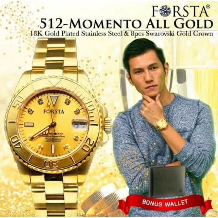 JAM TANGAN FORSTA 512 MOMENTO ALL GOLD MAN ORIGINAL