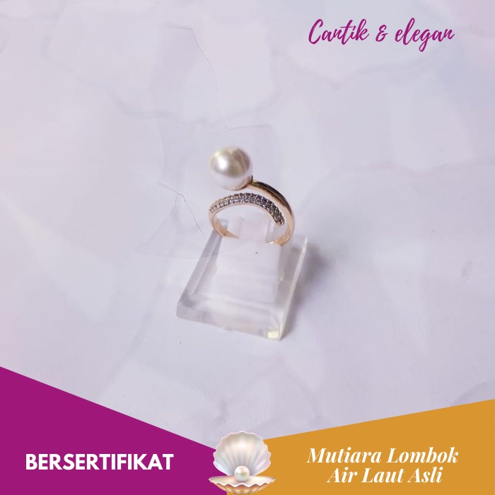 CINCIN MUTIARA LOMBOK ASLI AIR LAUT GRADE A BERSERTIFIKAT / PERHIASAN MUTIARA ASLI LOMBOK CML048