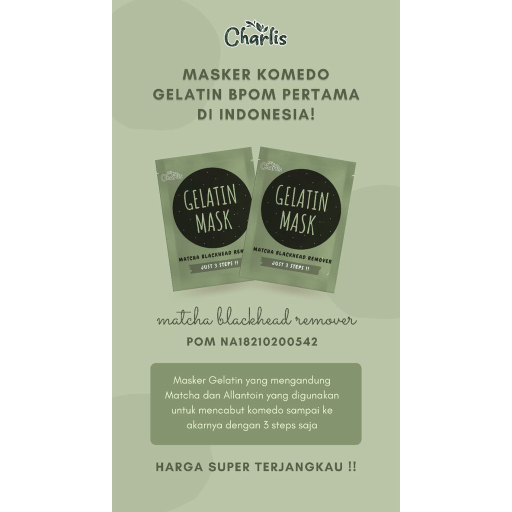 (BPOM) Masker Komedo Charlis - Masker Gelatin 5 Gram - Pencabut Komedo