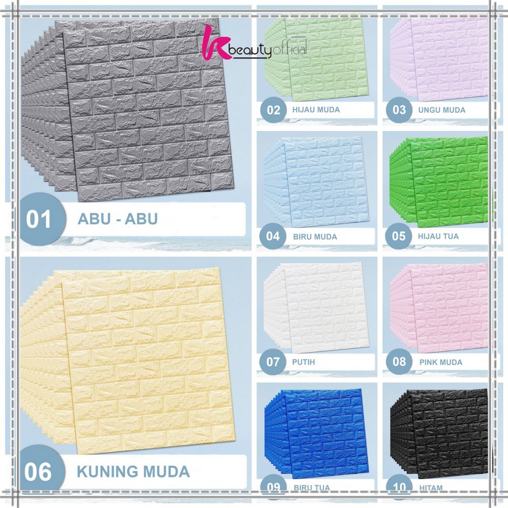 KB-C55-58 Wallpaper Dinding 3D Wall Sticker Foam Batu Bata Walpaper Dinding Murah WallSticker Kayu-BATUBATU