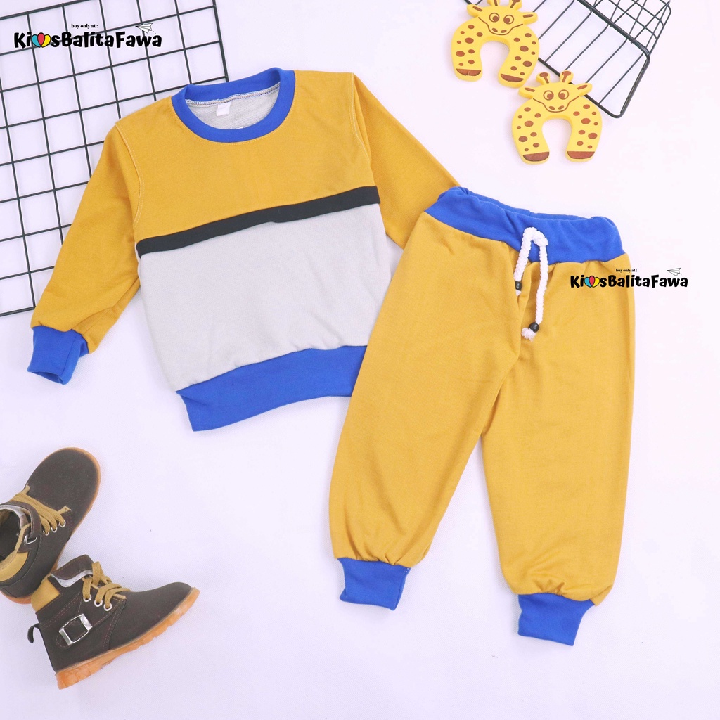 Setelan Greyson 1-6 thn / Set Celana Baju Lengan Anak Cowok Bahan Adem Panjang Sweater &amp; Jogger