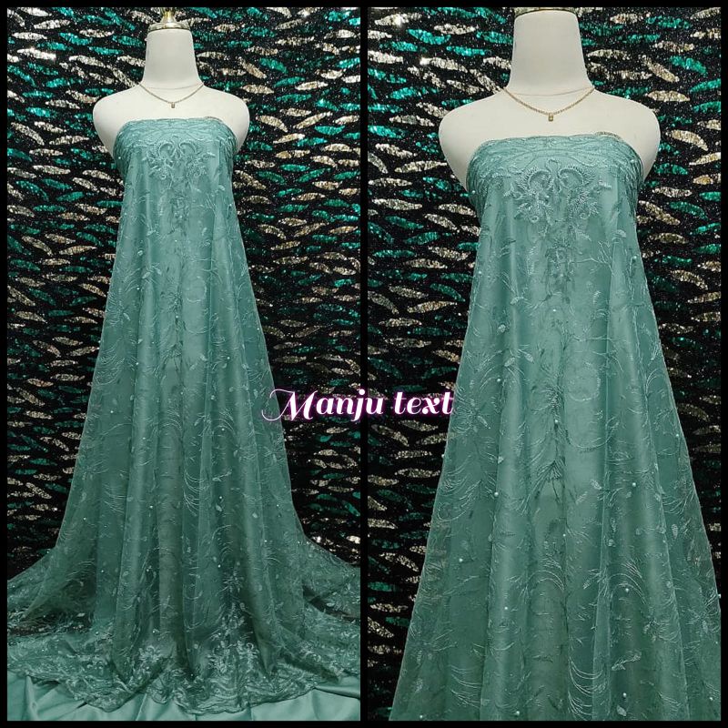 PROMO !! Kain - bahan Tile Renda mutiara / cocok untuk dress gaun seragaman dll TERBARU