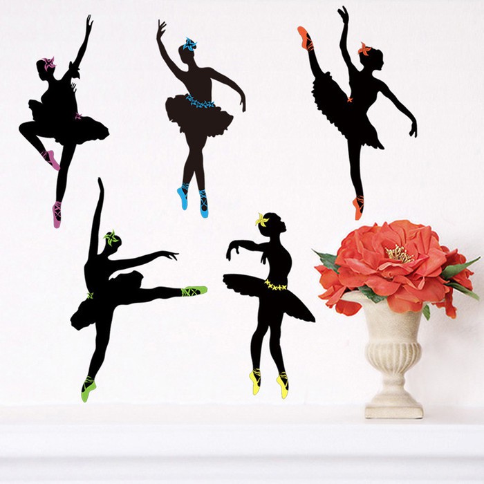 Wall Sticker / Stiker Dekorasi Untuk Dinding (Kaca) : Tarian Ballet 5 Ballerina