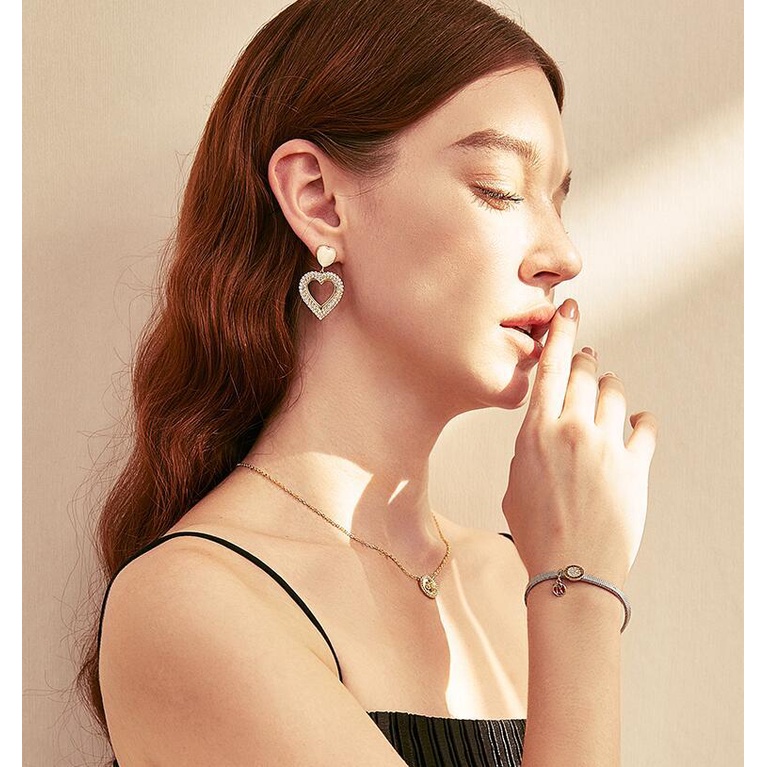 925 jarum perak kosong cinta hati anting-anting wanita Korea anggun online influencer anting-anting