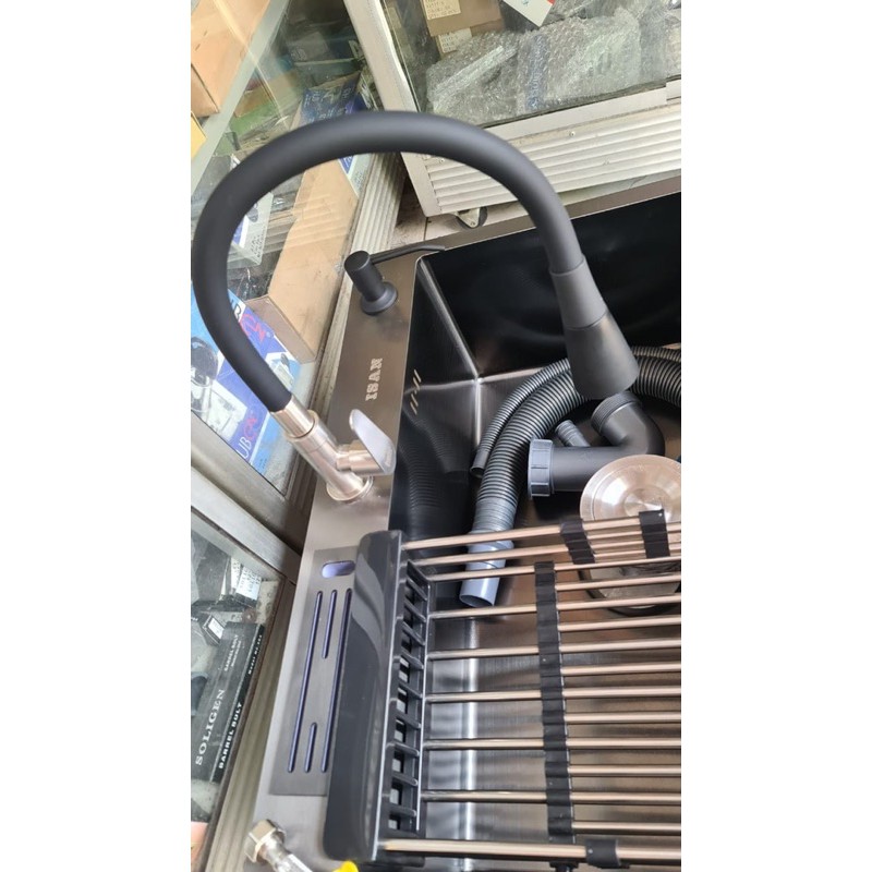 KITCHEN SINK BLACK HITAM / BAK CUCI PIRING STAINLESS 304 BLACK HITAM 60cm / 80cm TEBAL 3MM