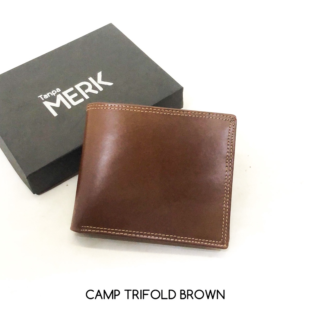 dompet kulit asli pria TanpaMerk camp trifold original dompet kulit sapi asli