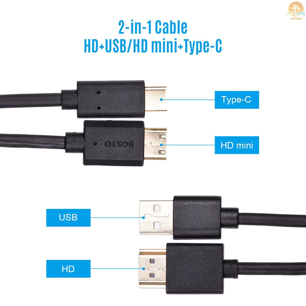 BOSTO 2-in-1 Cable for BOSTO 13HD/16HD/16HDK/16HDT/BT-16HD/BT-16HDK/BT-16HDT Graphics Drawing Tablet Monitor