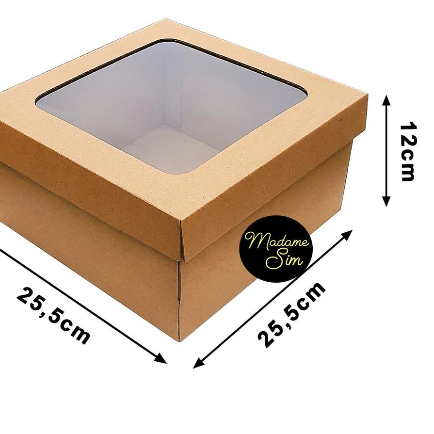 

Big Sale - KOTAK KUE - CAKE BOX 25 x 25 x 12 CM - COKLAT + JENDELA ISI 10 PCS .,