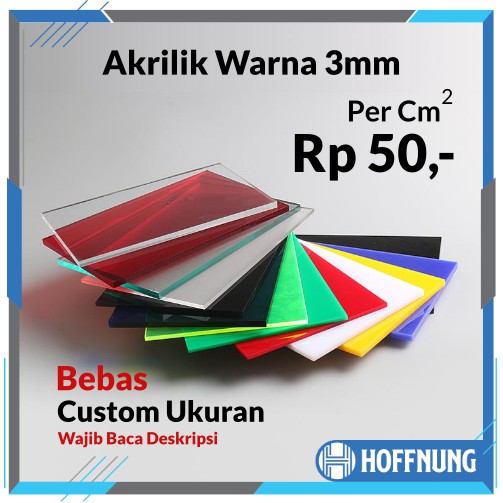 Akrilik Lembaran Warna 3mm Custom Acrylic Hitam Putih Merah Kuning Hijau Biru Laser Cutting 3 mm