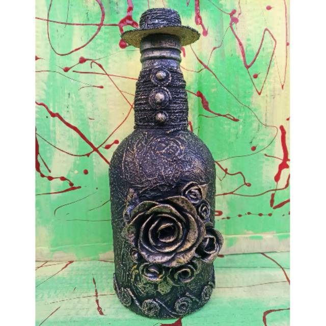 Botol pajangan handmade bekas miras import