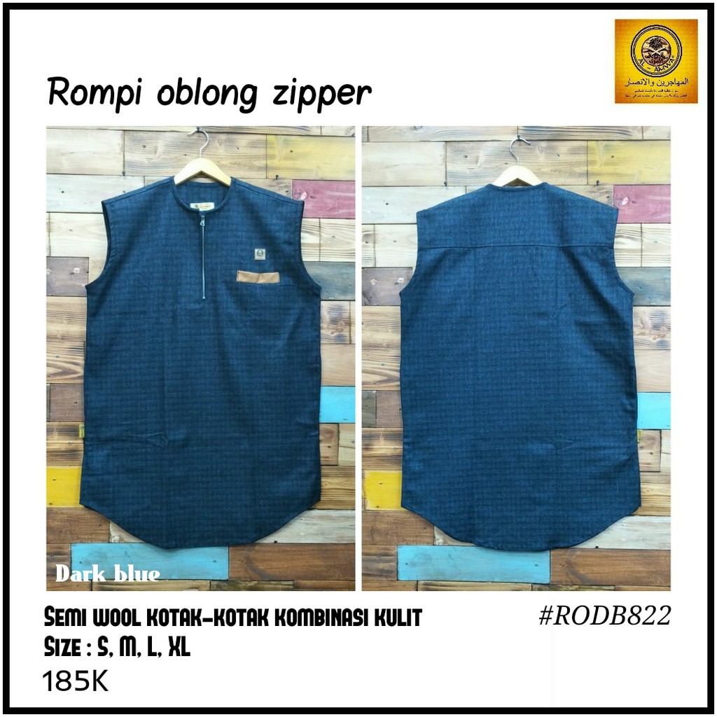 Rompi Oblong Zipper / Busana Muslim Pria /  Rompi Muslim