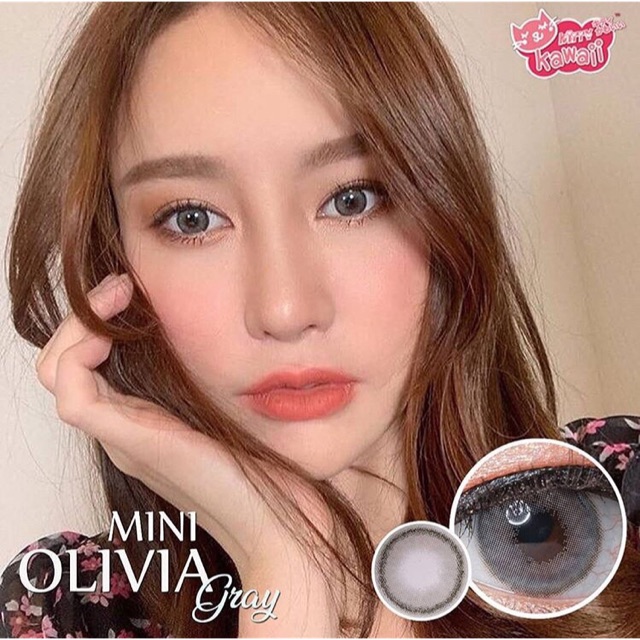 SOFTLENS WARNA KOREA KITTY KAWAII MINI OLIVIA GREY MINUS KADAR AIR TINGGI