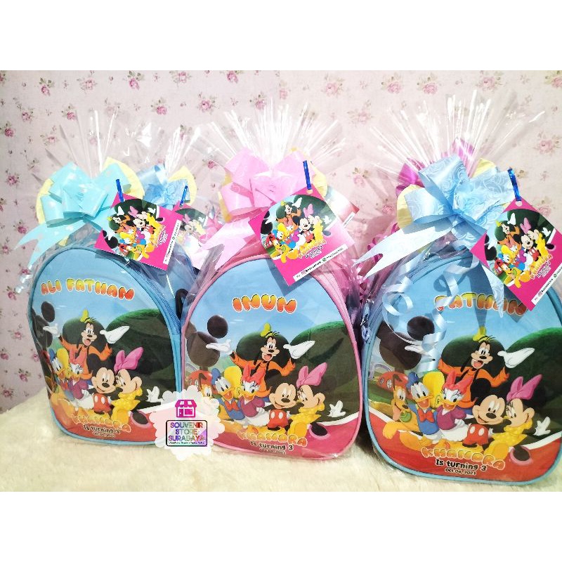 Souvenir Ultah Tas / Eggbag Custom / Tas ransel 3in1/ Tas Mini Custom / Paket ultah anak