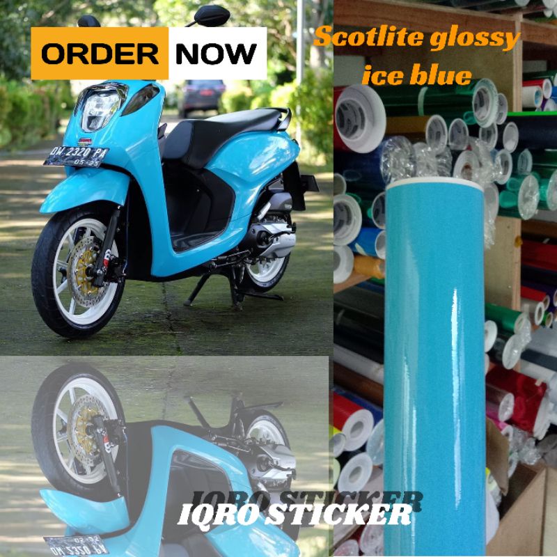 skotlet motor biru toska stiker skotlet biru toksa glossy dan doff merk profix