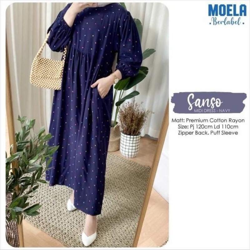 READY SANSO MIDI DRESS ORI BY MOELA