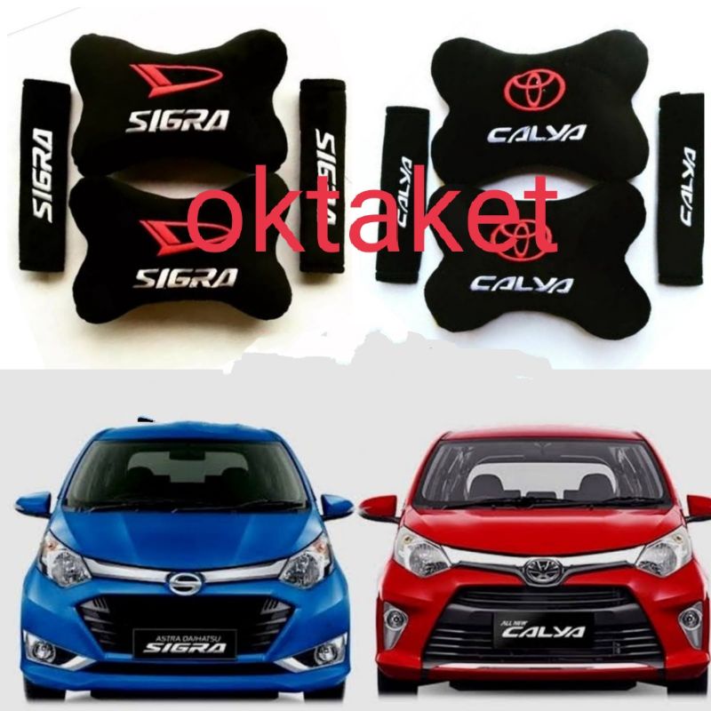 bantal mobil 2 in 1 sandaran leher calya sigra headrest car set