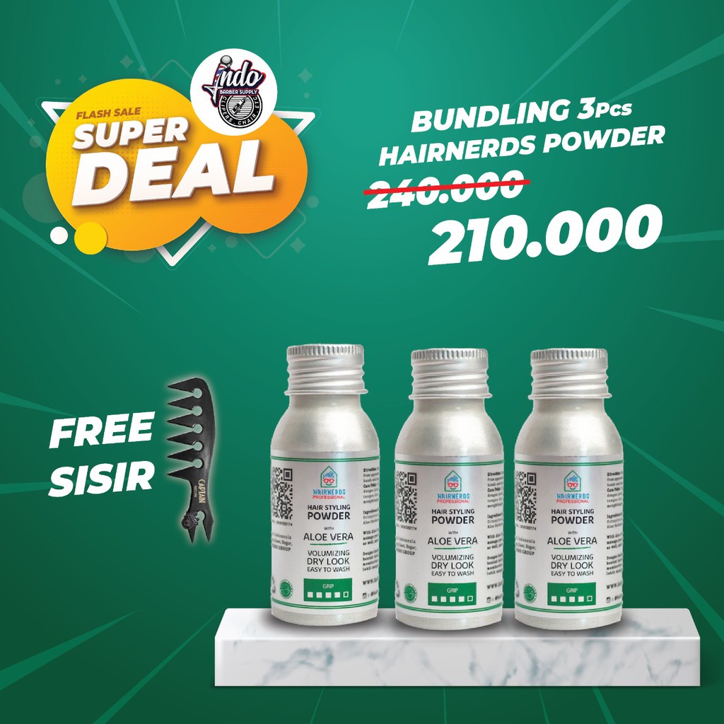 PAKET Hairnerds Professional - Freestyle Dust Powder 10 gram / Pengembang Rambut Free Sisir