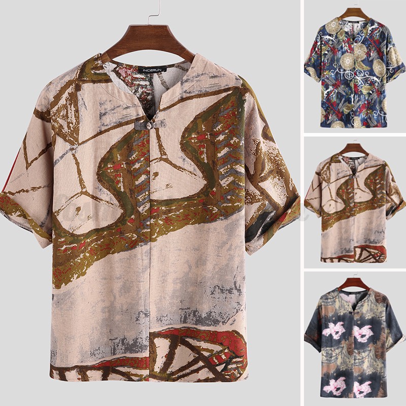 Kaos Motif Print Etnik,baju atasan wanita model etnik,baju wanita import