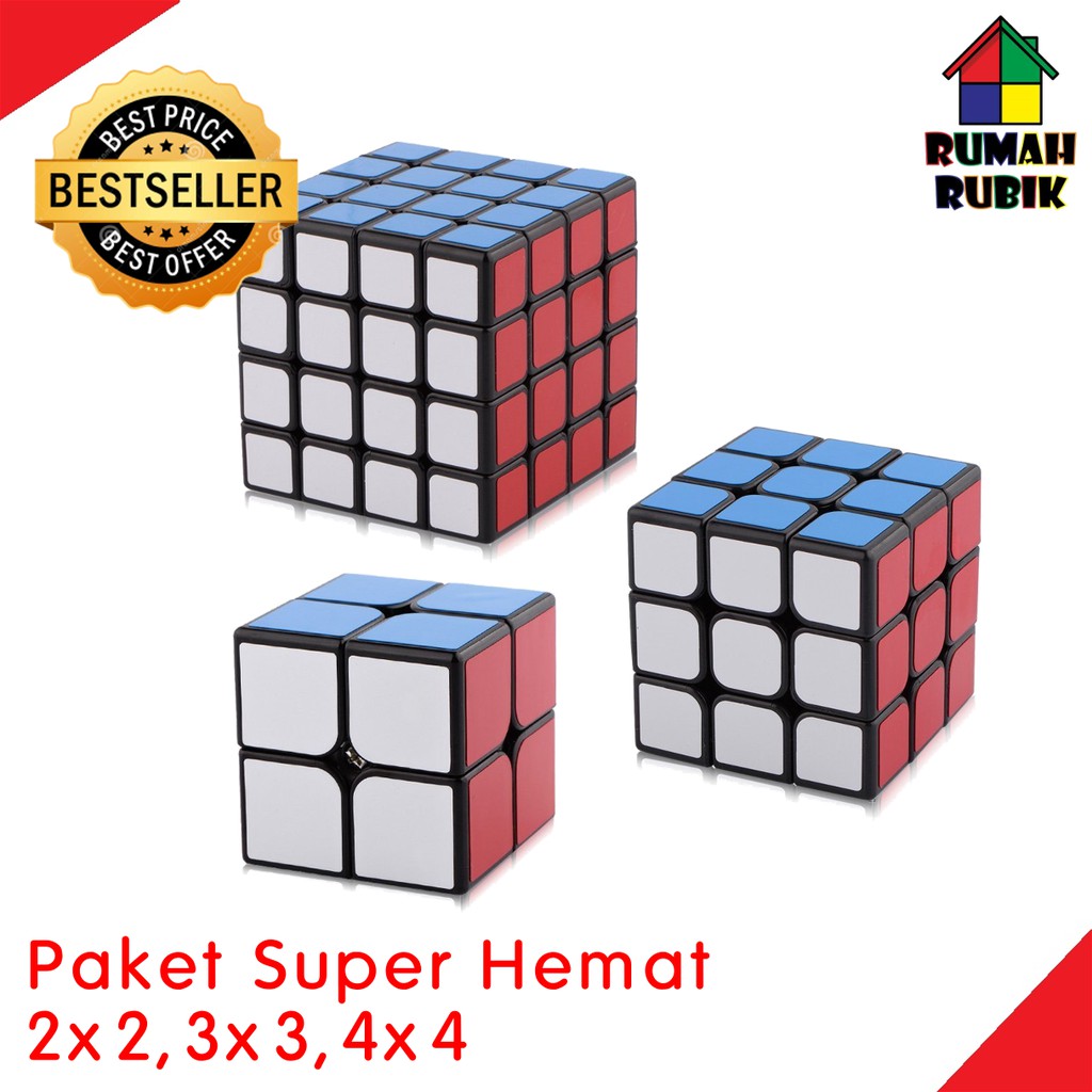 PROMO Paket Rubik 2x2 Rubik 3x3 Rubik 4x4 Blackbase / Rubik Yongjun | Hobi