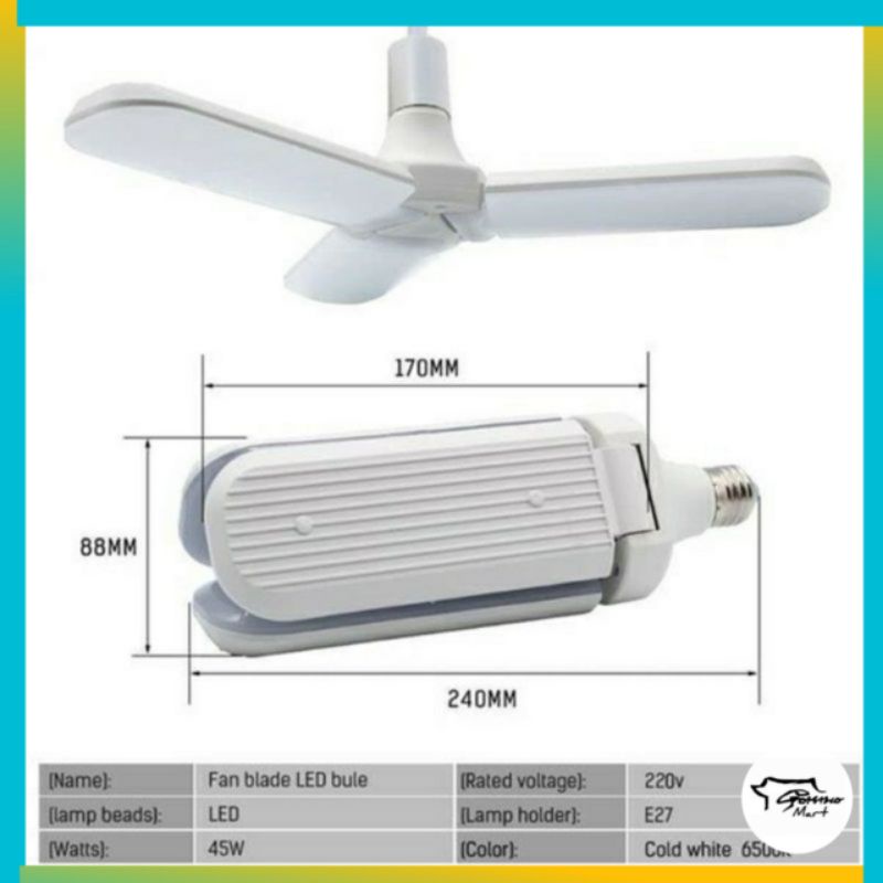 Lampu Rolinson / Lampu LED Model Kipas 45 Watt LED Bulb Fan Blade Mits
