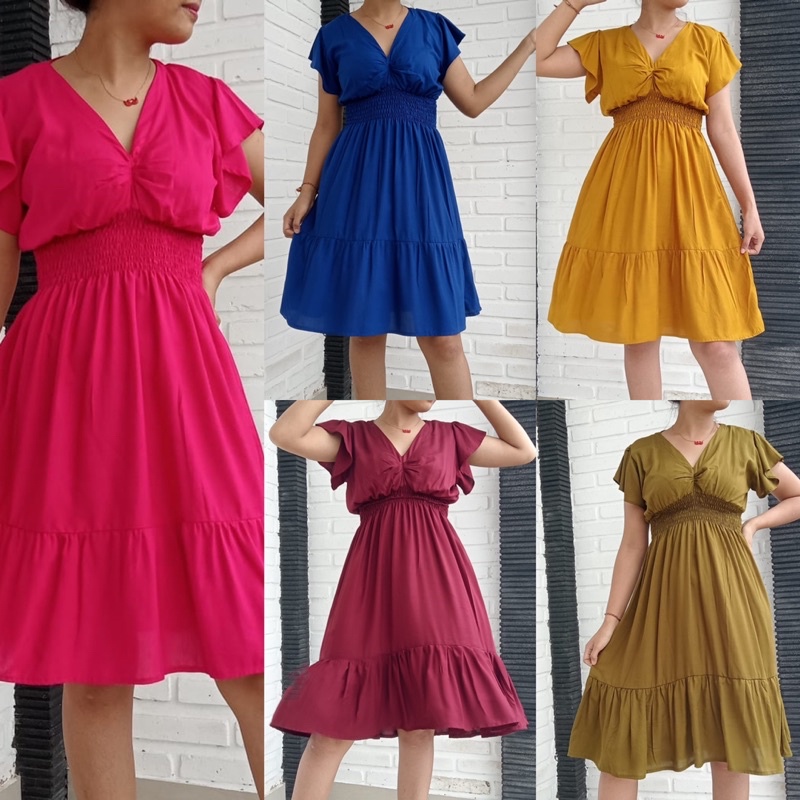 Dress wanita dara polos(banyak warna)