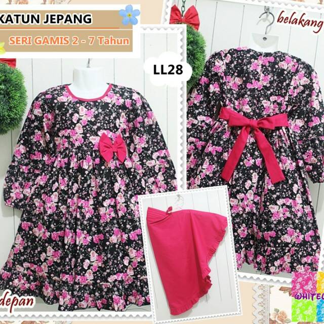 Dress Gamis Pink Fanta set Jilbab Panjang Baju Anak Perempuan