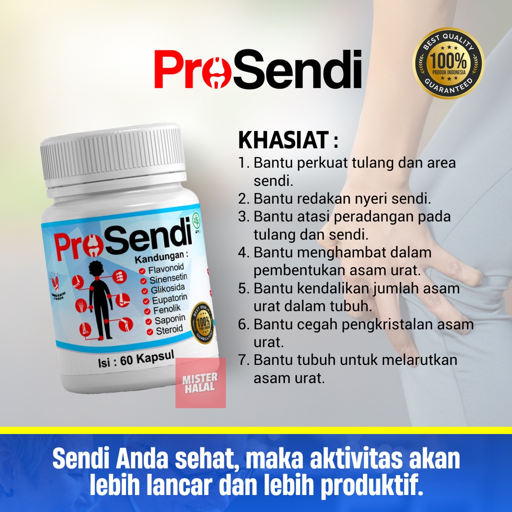 PROSENDI Obat Solusi Nyeri Sendi Asam Urat, Rematik, Pegal Linu, Sakit Pinggang, Otot Kaku, Kolesterol , Otot Syaraf, Saraf, Tulang Ekor Akibat Jatuh