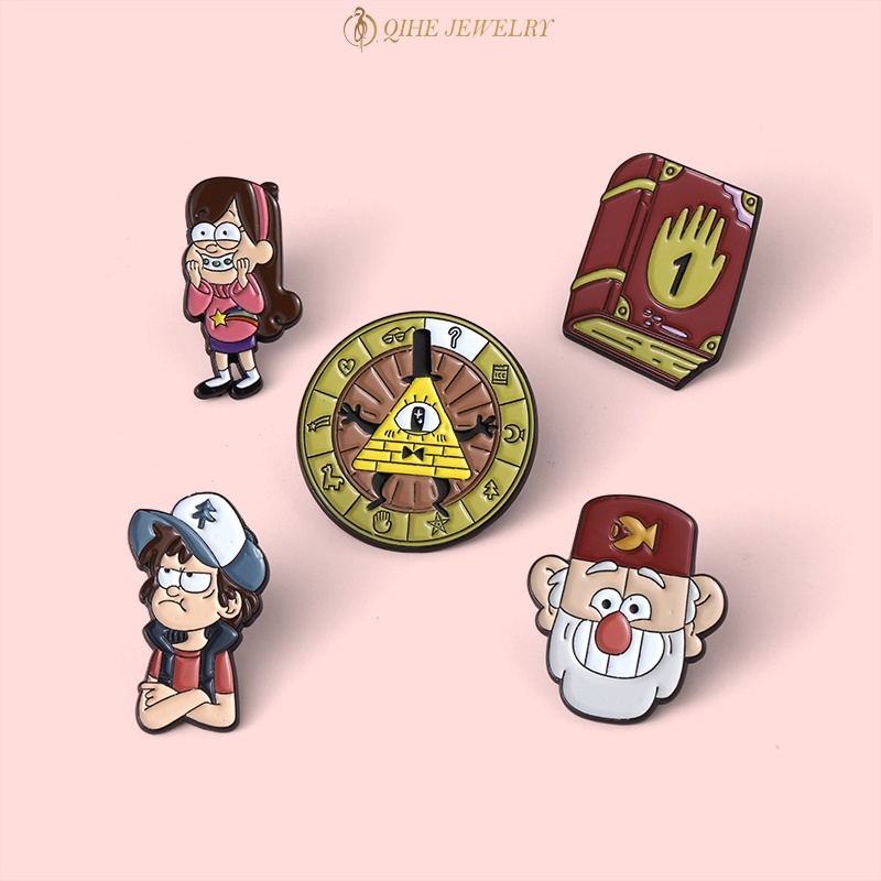 Bros Pin Enamel Desain Kartun Anime Buku Turntable Gaya Klasik Untuk Hadiah