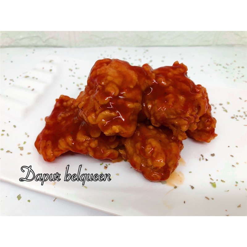 

Chicken lava wings tanpa nasi dilumuri dengan saos bbq spicy