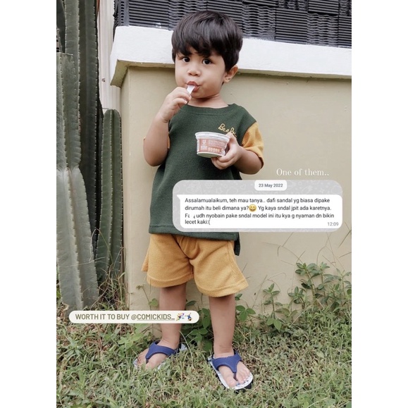 Sandal Jepit Anak Laki Laki Comickids Sendal Japit Bayi 1 Tahun Baby Balita Dinosaurus BLUE DINO