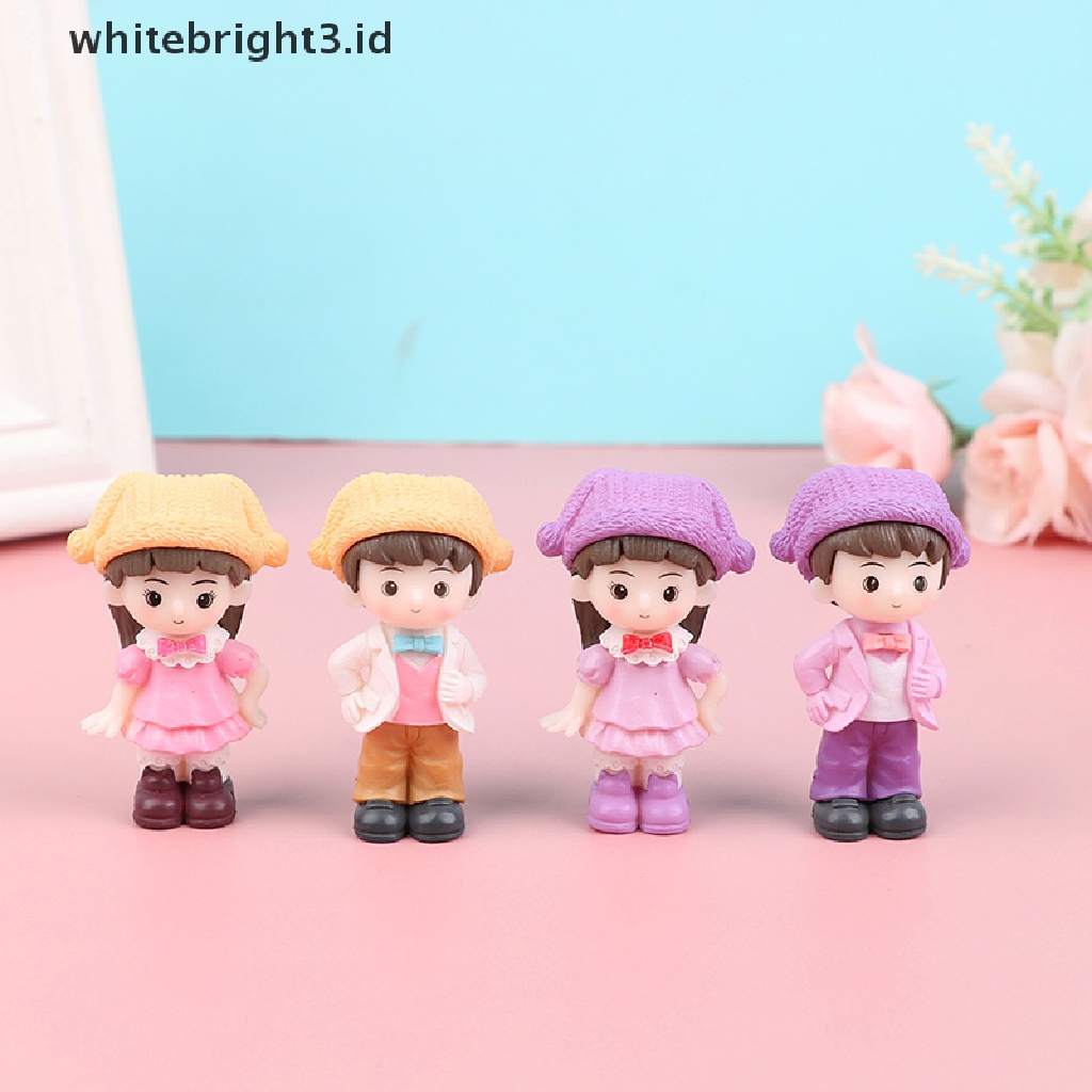 {whitebright3.id} 1Pair Micro-Landscape Romantic Couple Figurine Clown Hat Couple Dollhouse Decor ,