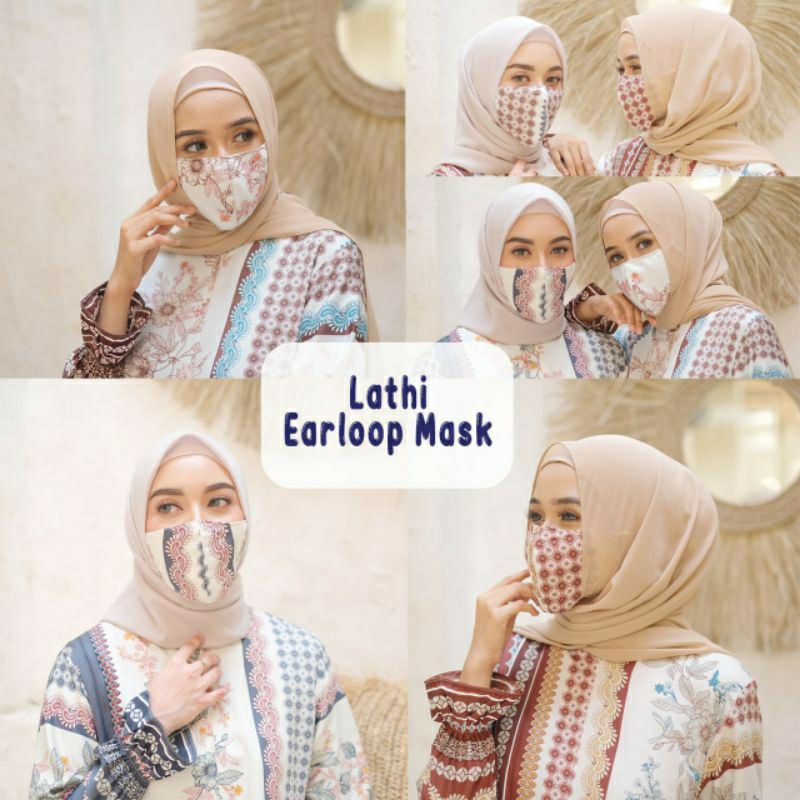 Bisa COD (Bayar di tempat) Masker kain polos warna pastel netral wanita hijab premium mask