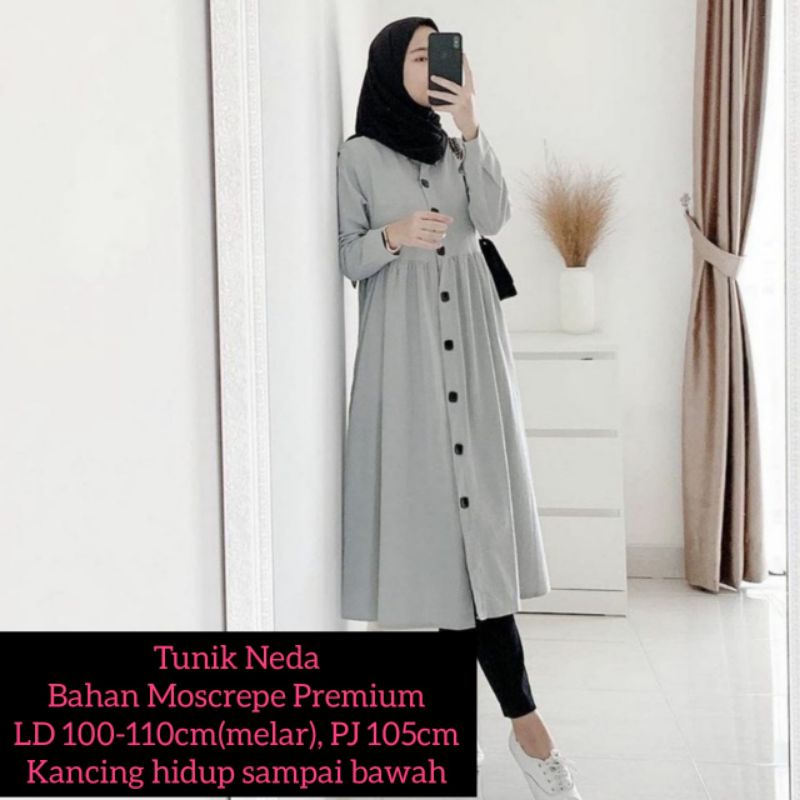 Tunik Neda kancing full / Atasan Murah / Tunik Murah