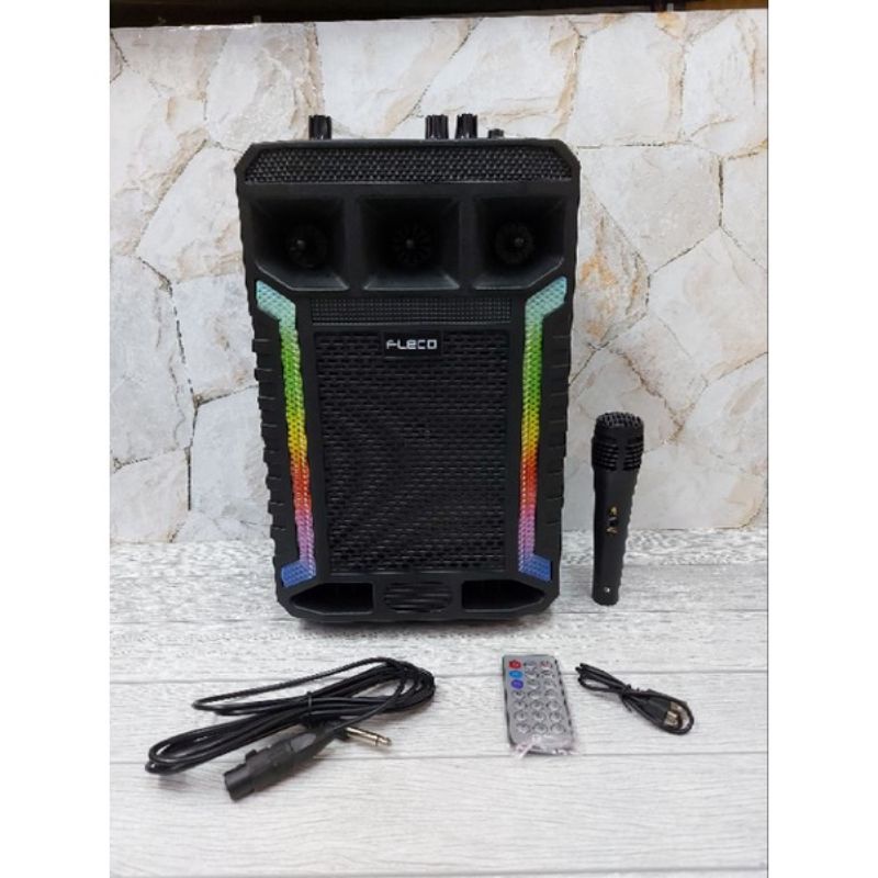 Speaker Bluetooth FLECO F-8606NF uk 8 Inchi Free Mic + Remote/Speaker Karaoke /FM Radio/USB/Memory Card