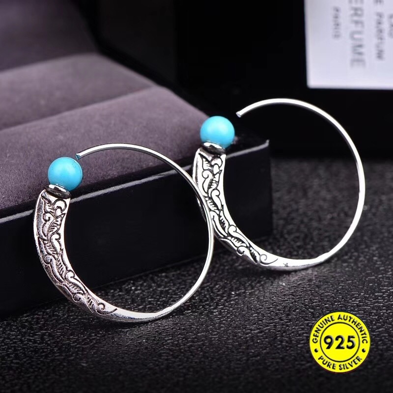 925 Silver New Silver Turquoise Earrings