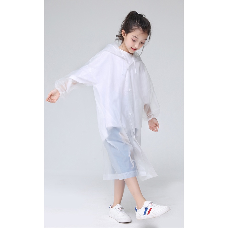 Jas Hujan Anak Perempuan Korea Mantel Polos Terusan Ponco Terbaru Raincoat Kids W1