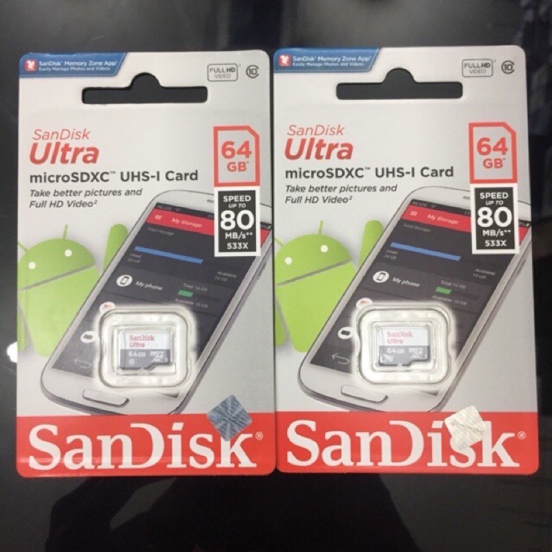 Micro SD Sandisk 64GB ultra Class 10 / SDHC Memory Card Class 10 64 GB