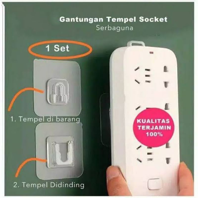 GH-234 Tempelan 1 Set Gantungan Socket Perekat Serbaguna Hook Cantelan Dinding