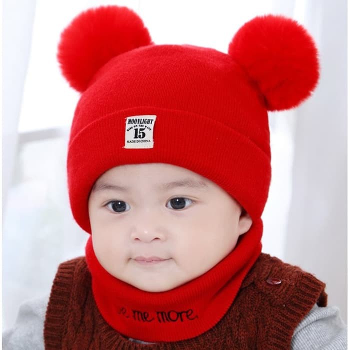 Topi Bayi Unisex / Topi Anak LOVE ME MORE / Topi Kupluk Bayi Bahan WOL Tp25